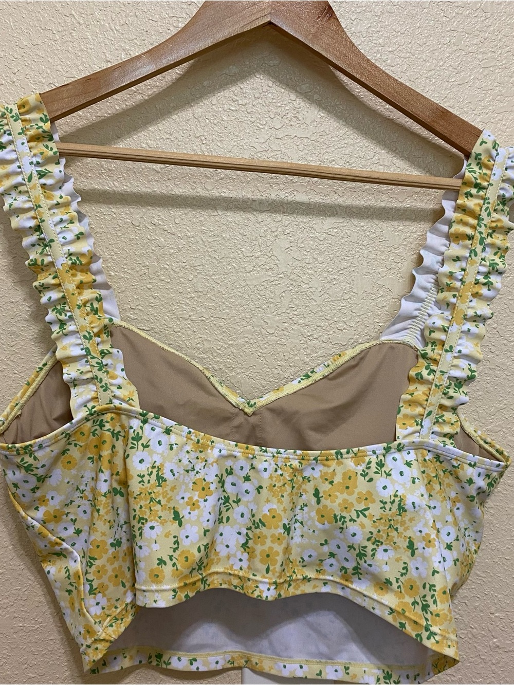 Yellow Floral Ruffle-Strap Bikini Top - Picture 3 of 6